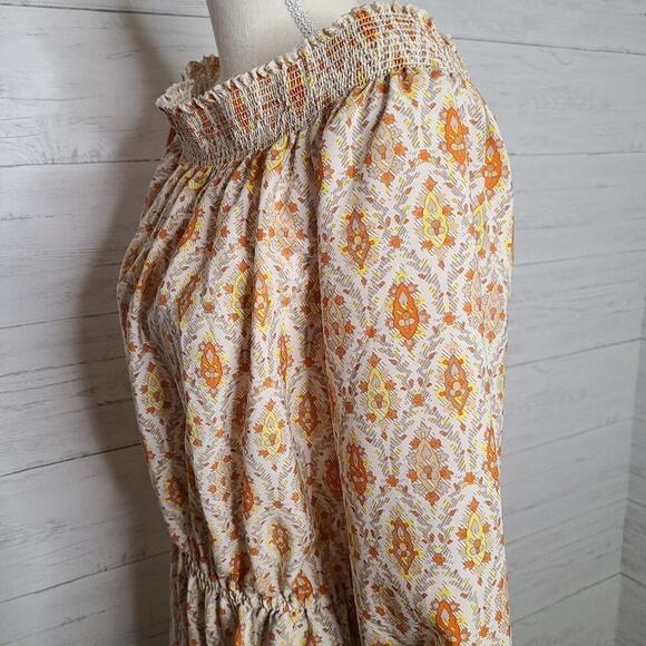 Sanctuary Dress Size Latge Elle Boho Dress Orange & Cream Print - Picture 8 of 12